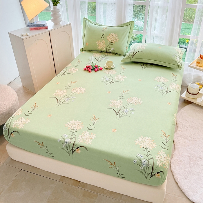 91家纺网 家纺一手货源 找家纺 家贝爱 2024新款加厚生态全棉磨毛床笠 半夏花语