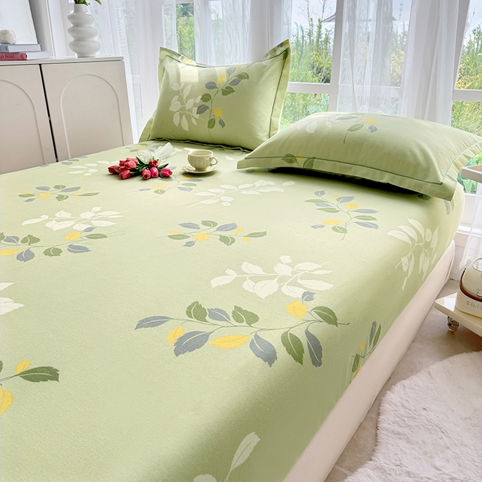 91家纺网 家纺一手货源 找家纺 家贝爱 2024新款加厚生态全棉磨毛床笠 翠影花枝