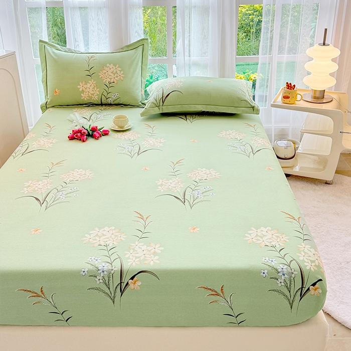 91家纺网 家纺一手货源 找家纺 家贝爱 2024新款加厚生态全棉磨毛床笠 半夏花语