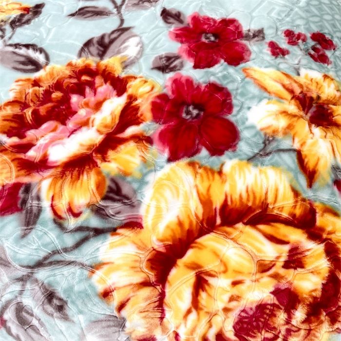 91家纺网 家纺一手货源 找家纺 凯轩毛毛毯毯子网销专供 2024新款花开盛世5D婚庆云毛毯毯子 花开盛世-浅绿