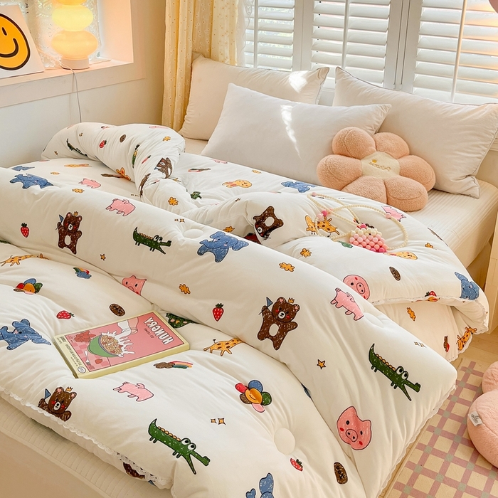 91家纺网 家纺一手货源 找家纺 心卓婴童馆 2025新款针织棉印花被子冬被被芯被子系列-成人图 动物集