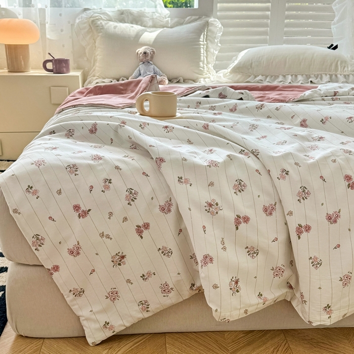 91家纺网 家纺一手货源 找家纺 舒慕家纺 2025新款全棉单被套全棉夹棉被套夹棉四件套 晚柠