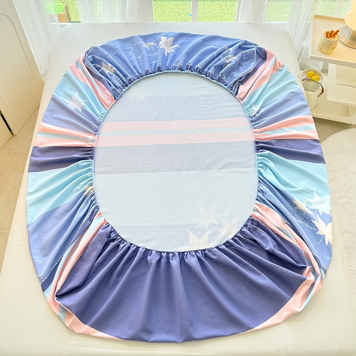 91家纺网 家纺一手货源 找家纺 家贝爱 2024新款加厚生态全棉磨毛床笠 枫林晚蓝