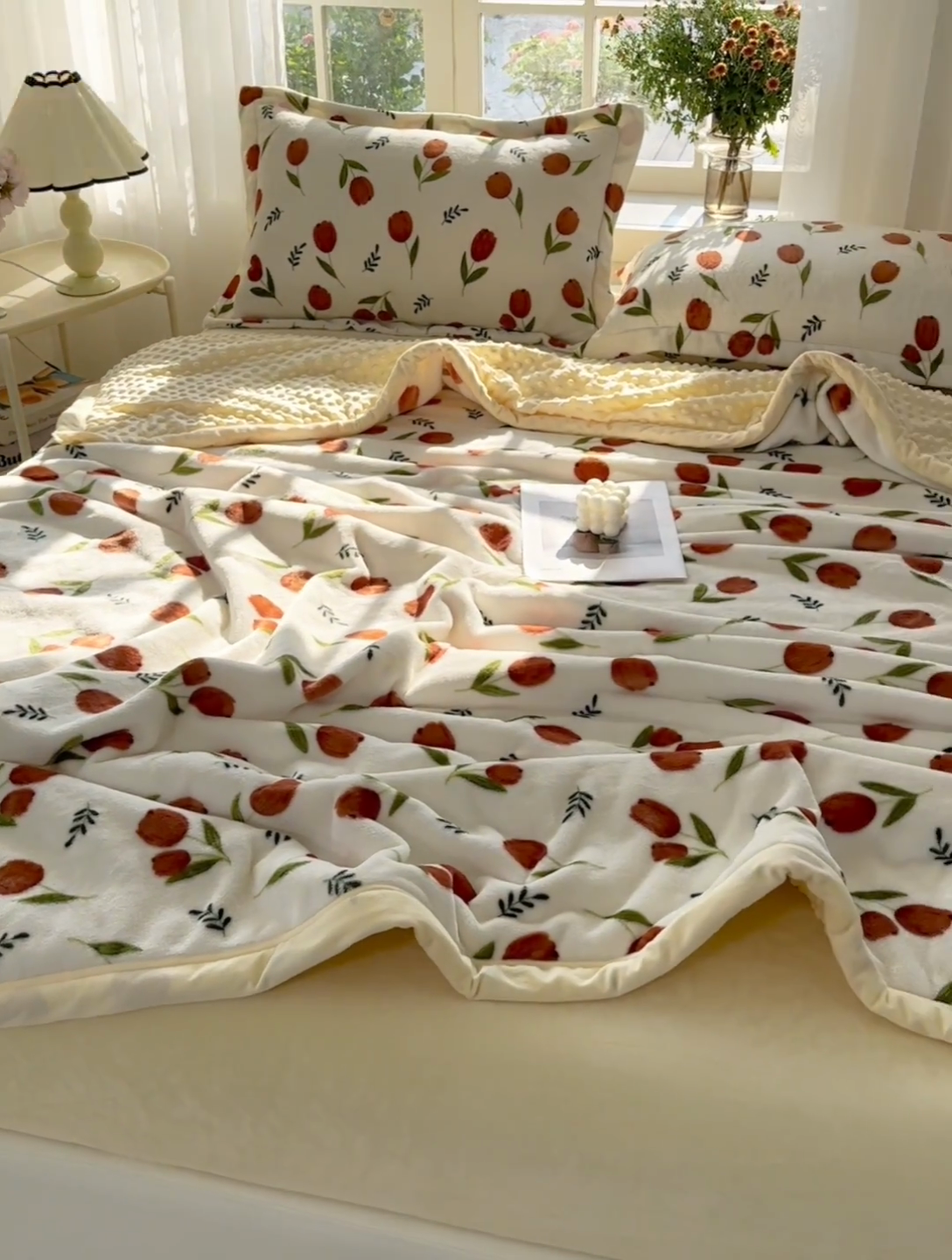 91家纺网 家纺一手货源 找家纺 圣楚家纺 2024新款豆豆绒三层毛毯毯子 最美伊人