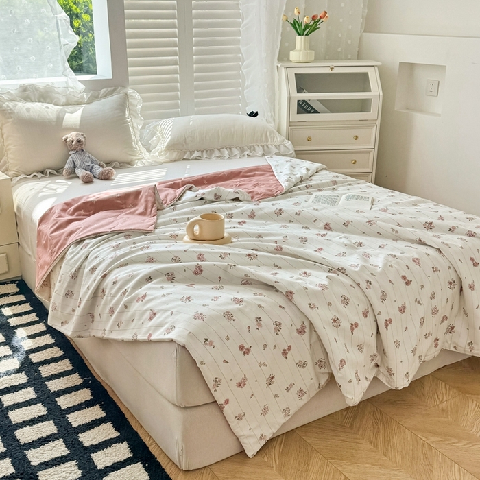 91家纺网 家纺一手货源 找家纺 舒慕家纺 2025新款全棉单被套全棉夹棉被套夹棉四件套 晚柠