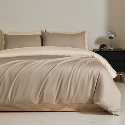 91家纺网 家纺一手货源 找家纺 秀色 60支轻奢纯色长绒棉贡缎床上四件套全棉纯棉床笠款