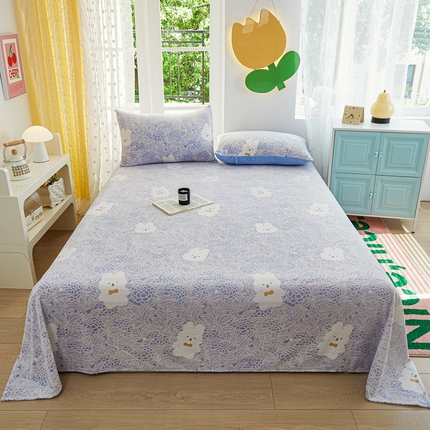 菡宝 2024新款雕花绒230g全消光牛奶绒四件套及单品 - 单床单 邦尼兔蓝