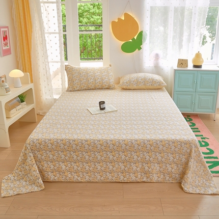 菡宝 2024新款雕花绒230g全消光牛奶绒四件套及单品 - 单床单 蔓朵黄