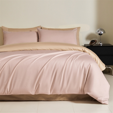 91家纺网 家纺一手货源 找家纺 秀色 60支轻奢纯色长绒棉贡缎床上四件套全棉纯棉床笠款