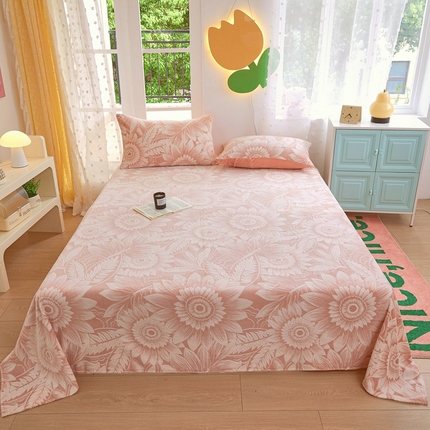 菡宝 2024新款雕花绒230g全消光牛奶绒四件套及单品 - 单床单 花开向阳粉