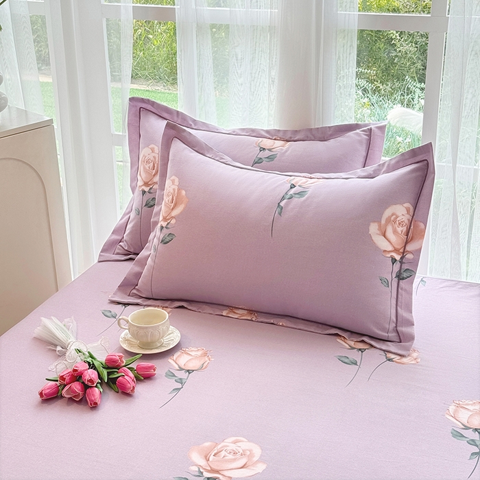 91家纺网 家纺一手货源 找家纺 家贝爱 2024新款加厚生态全棉磨毛床笠 花城紫