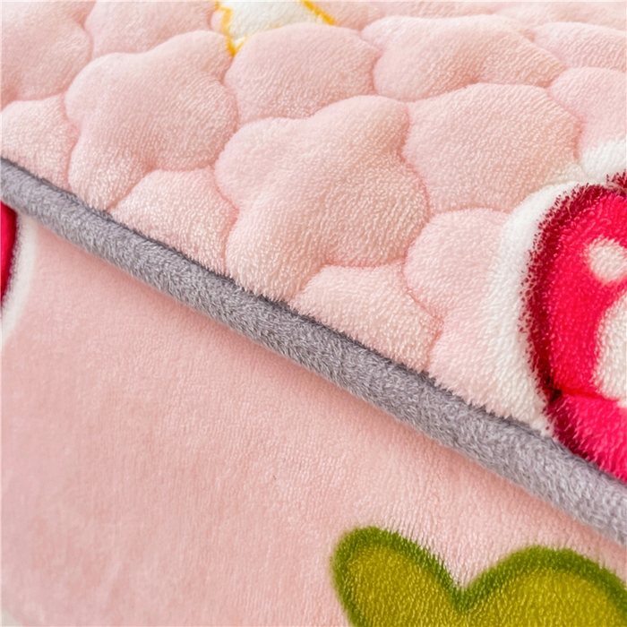 91家纺网 家纺一手货源 找家纺 喜居 2024新款加厚印花牛奶绒夹棉床笠床护垫单床笠 草莓小熊