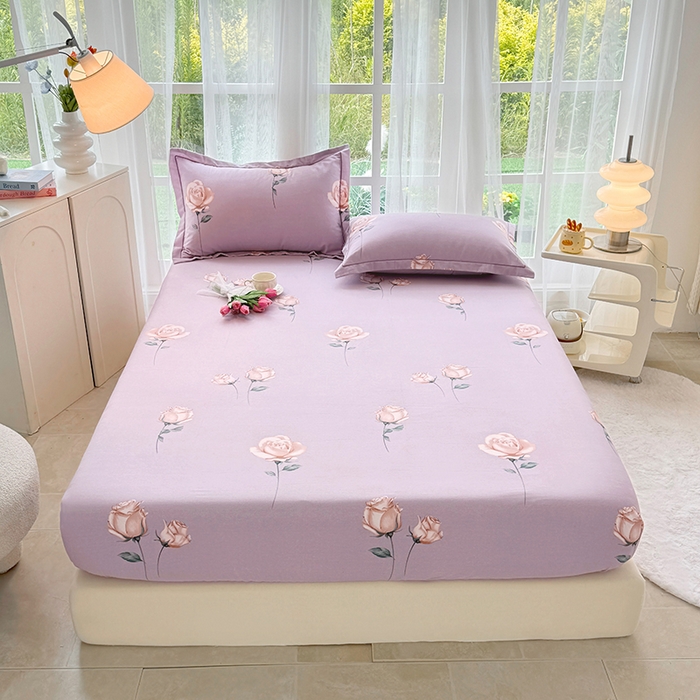 91家纺网 家纺一手货源 找家纺 家贝爱 2024新款加厚生态全棉磨毛床笠 花城紫