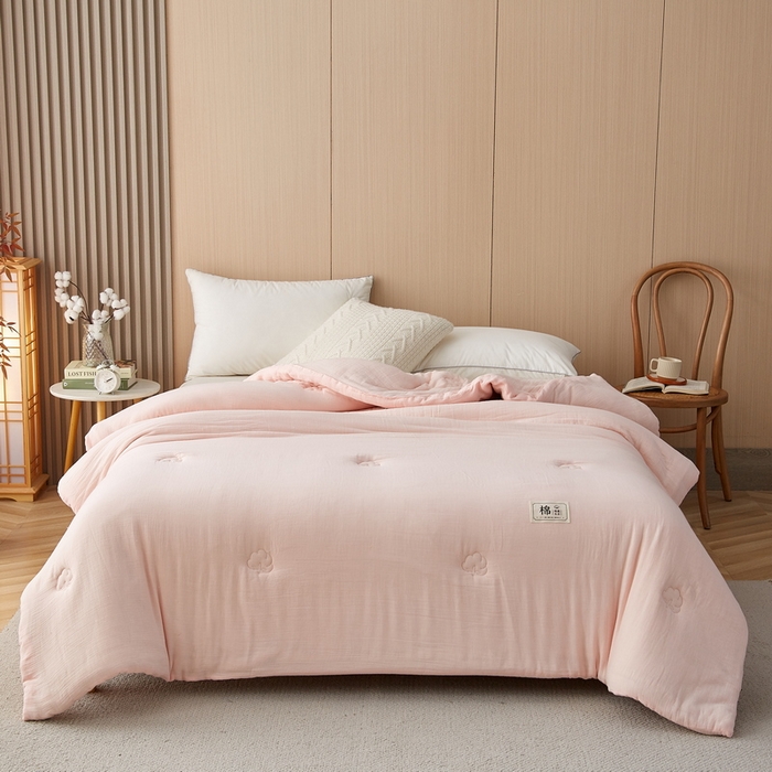 91家纺网 家纺一手货源 找家纺 猎鹿人家纺 2024新款A类原棉新疆棉花被春秋被冬被 荷花粉