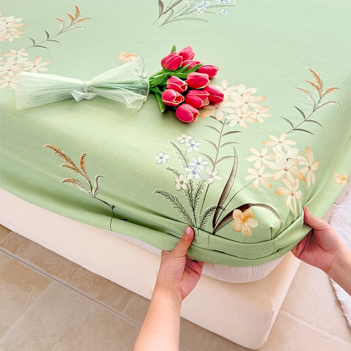 91家纺网 家纺一手货源 找家纺 家贝爱 2024新款加厚生态全棉磨毛床笠 半夏花语