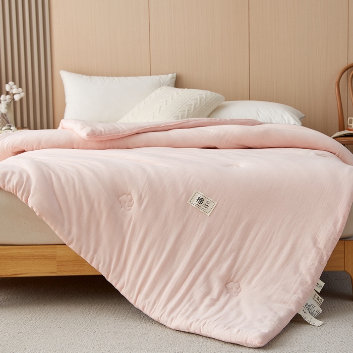 91家纺网 家纺一手货源 找家纺 猎鹿人家纺 2024新款A类原棉新疆棉花被春秋被冬被 荷花粉