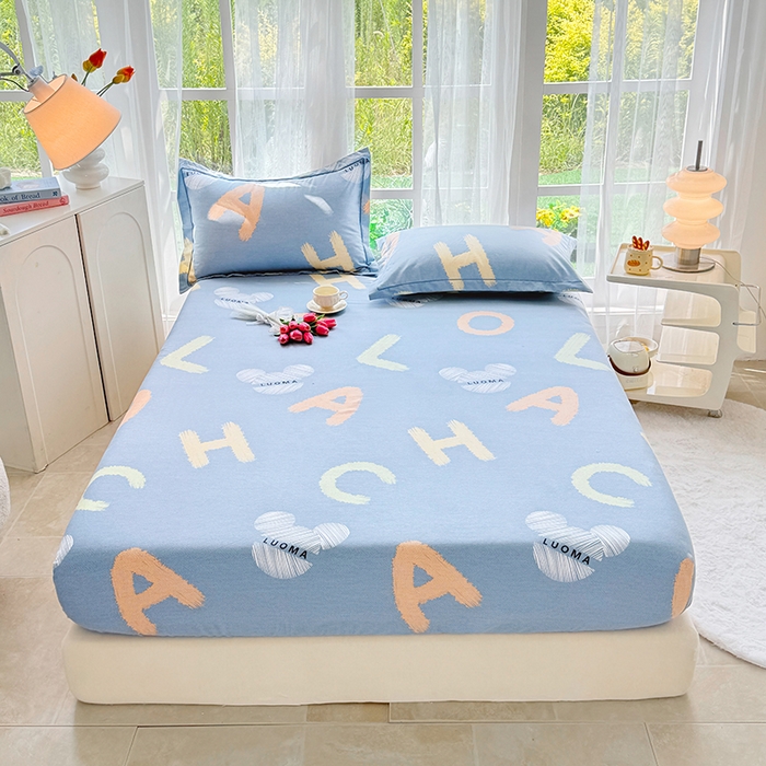 91家纺网 家纺一手货源 找家纺 家贝爱 2024新款加厚生态全棉磨毛床笠 奇妙字母