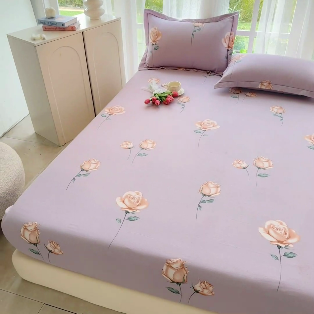 91家纺网 家纺一手货源 找家纺 家贝爱 2024新款加厚生态全棉磨毛床笠 花城紫