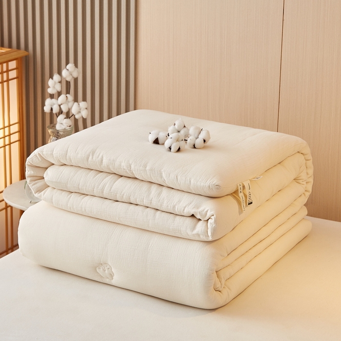 91家纺网 家纺一手货源 找家纺 猎鹿人家纺 2024新款A类原棉新疆棉花被春秋被冬被 月牙白