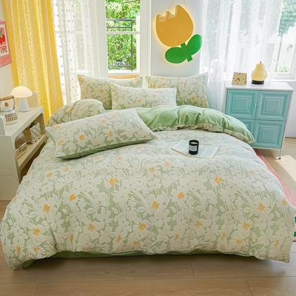 菡宝 2024新款雕花绒230g全消光牛奶绒四件套及单品 - 单被套 笙如夏花绿