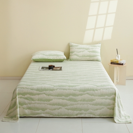 菡宝 2024新款雕花绒230g全消光牛奶绒单床单-行云流水 豆绿