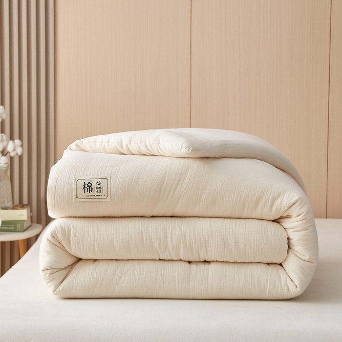 91家纺网 家纺一手货源 找家纺 猎鹿人家纺 2024新款A类原棉新疆棉花被春秋被冬被 月牙白