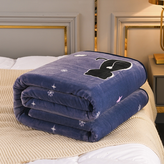 91家纺网 家纺一手货源 找家纺 圣楚 2024新款300g加厚保暖云貂绒双面毯子办公室午睡毛毯直播 喵喵