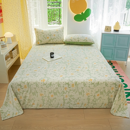 菡宝 2024新款雕花绒230g全消光牛奶绒四件套及单品 - 单床单 笙如夏花绿