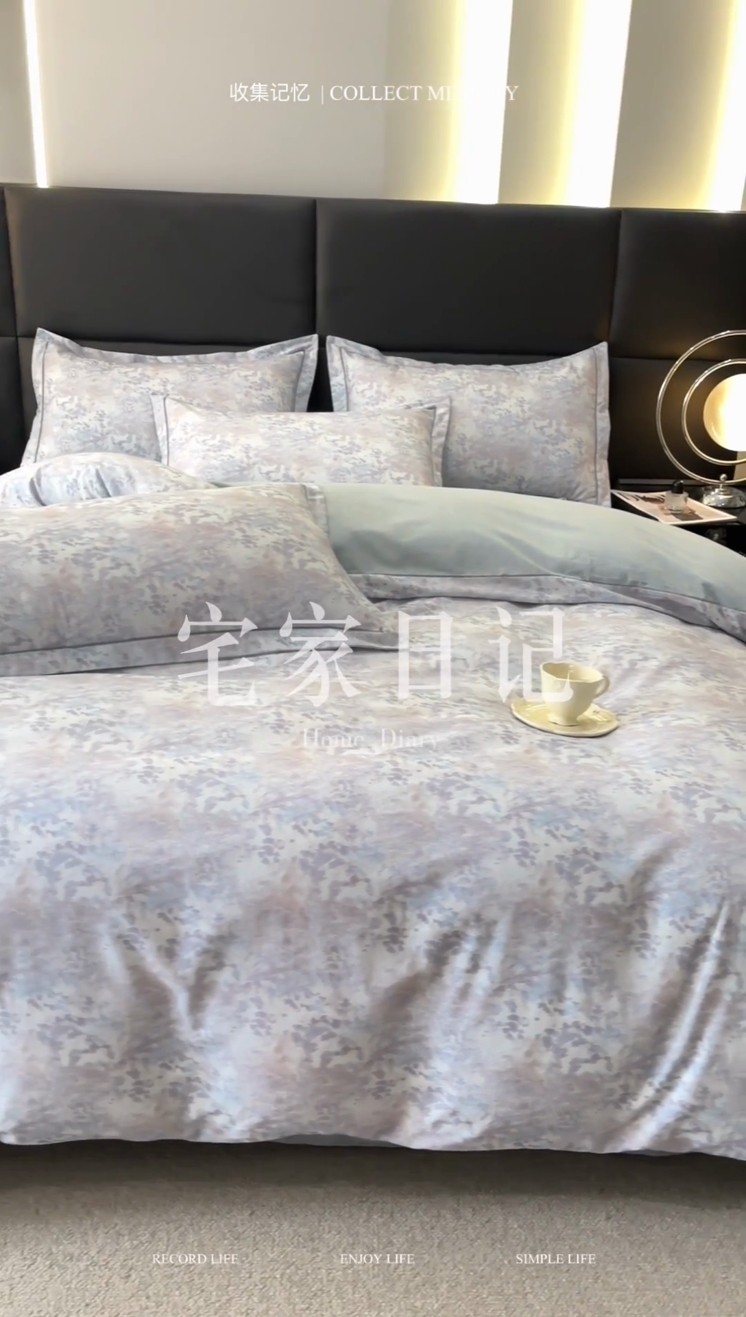 91家纺网 家纺一手货源 找家纺 新月家纺（锦威郎） 2024新款全棉加厚长绒棉数码印花四件套系列 花入迷颜-蓝