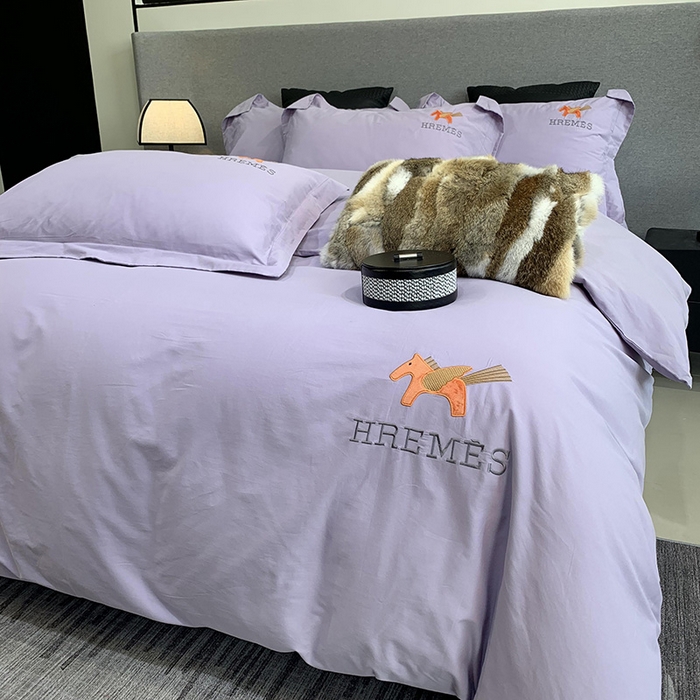 91家纺网 家纺一手货源 找家纺 莱豫家纺 2024新款火山磨毛贴布绣花四件套 艾玛冰川紫