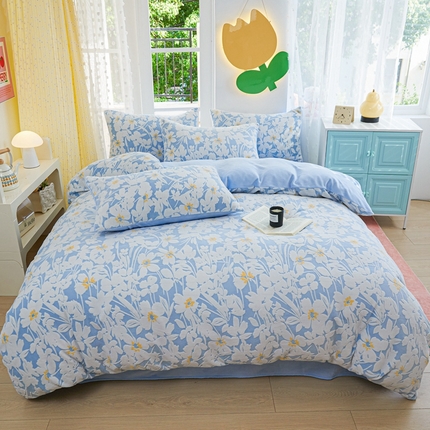 菡宝 2024新款雕花绒230g全消光牛奶绒四件套及单品 - 单被套 笙如夏花蓝