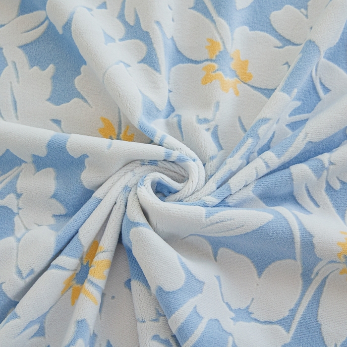 91家纺网 家纺一手货源 找家纺 菡宝 2024新款雕花绒230g全消光牛奶绒四件套及单品 - 单床单 笙如夏花蓝