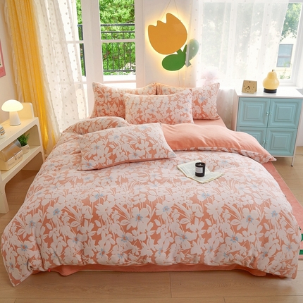 菡宝 2024新款雕花绒230g全消光牛奶绒四件套及单品 - 单被套 笙如夏花粉