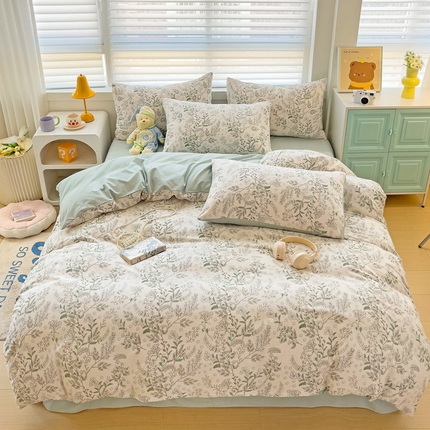 91家纺网 家纺一手货源 找家纺 维娜斯家纺 2024新款水洗棉印花四件套 花季物语