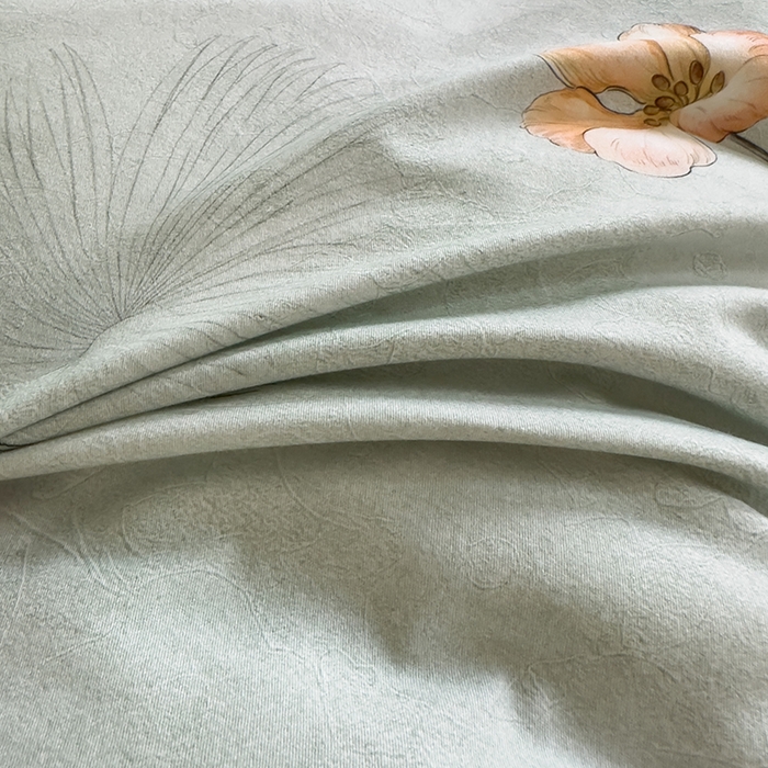 91家纺网 家纺一手货源 找家纺 新月家纺（锦威郎） 2024新款全棉加厚长绒棉数码印花四件套系列 奥莉花园-绿