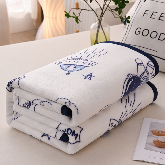 91家纺网 家纺一手货源 找家纺 圣楚 2024新款300g加厚保暖云貂绒双面毯子办公室午睡毛毯直播 宇航员