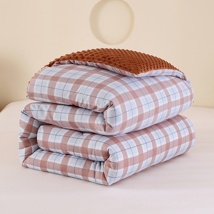 爱宝被业 2025新款水洗棉双层纱豆豆绒被 露西-浅咖