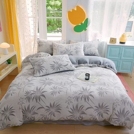 菡宝 2024新款雕花绒230g全消光牛奶绒四件套及单品 - 单被套 枝叶韵律灰
