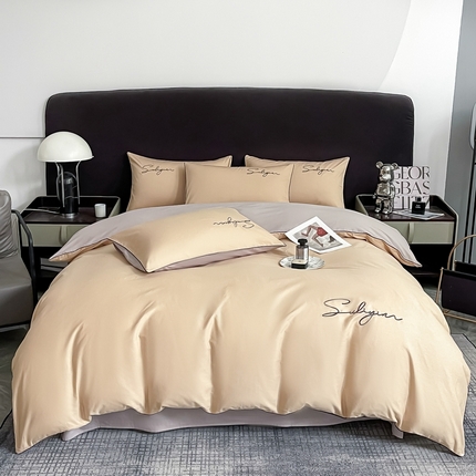 91家纺网 家纺一手货源 找家纺 （总）法莱妮毛毯 2025新款轻奢13372喷气纯色百分百纯棉全棉刺绣麻绳四件套