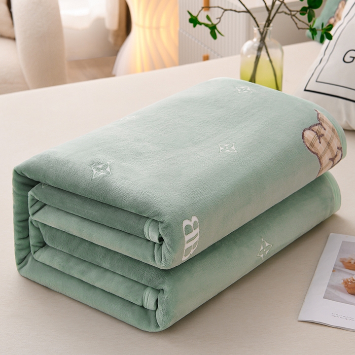 91家纺网 家纺一手货源 找家纺 圣楚 2024新款300g加厚保暖云貂绒双面毯子办公室午睡毛毯直播 抱抱熊