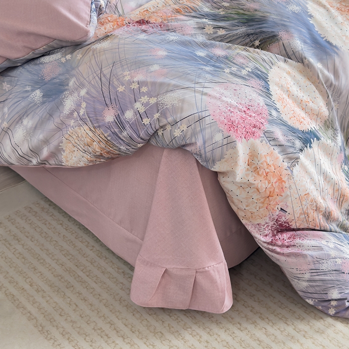 91家纺网 家纺一手货源 找家纺 新月家纺（锦威郎） 2024新款全棉加厚长绒棉数码印花四件套系列 绣球朵朵-蓝