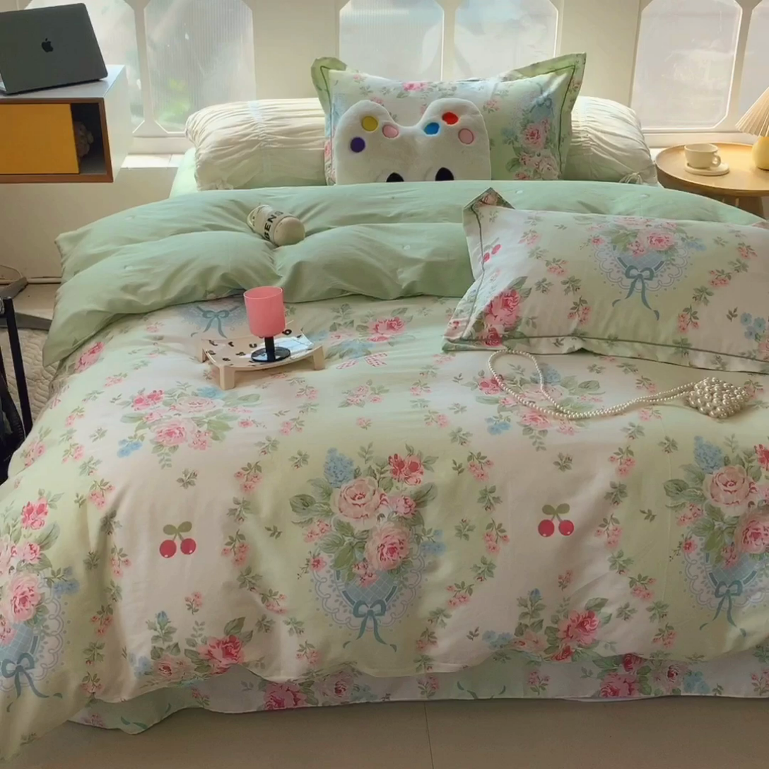 91家纺网 家纺一手货源 找家纺 莱豫家纺 2024新款纯棉四件套-第八波 清雅