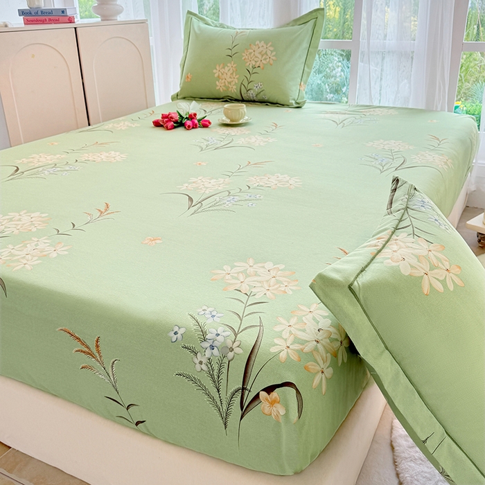 91家纺网 家纺一手货源 找家纺 家贝爱 2024新款加厚生态全棉磨毛床笠 半夏花语