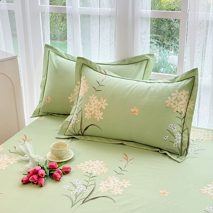 91家纺网 家纺一手货源 找家纺 家贝爱 2024新款加厚生态全棉磨毛床笠 半夏花语