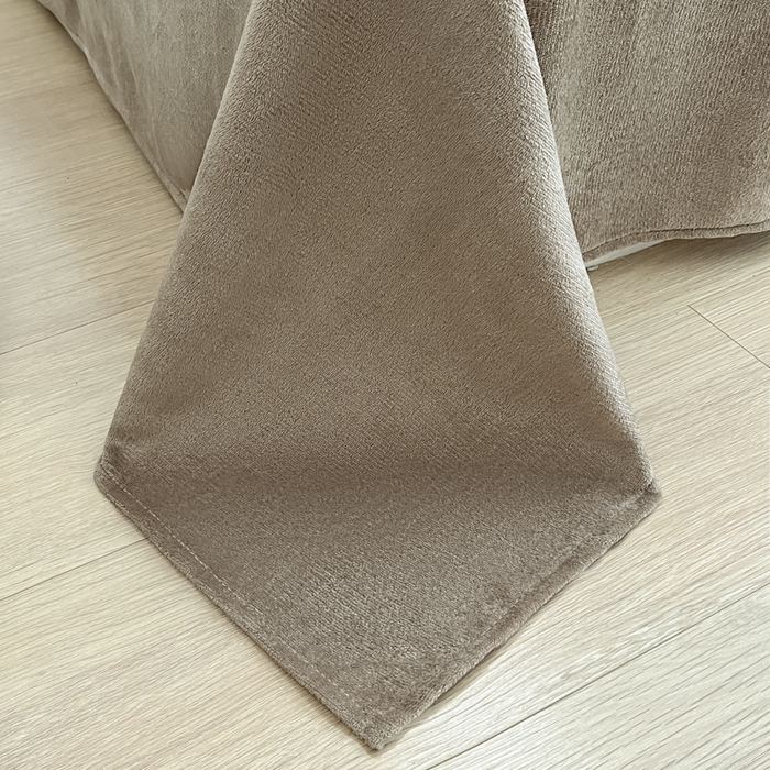 91家纺网 家纺一手货源 找家纺 慕澄家纺 2024新款纯色双拼牛奶绒四件套 粉+火山灰