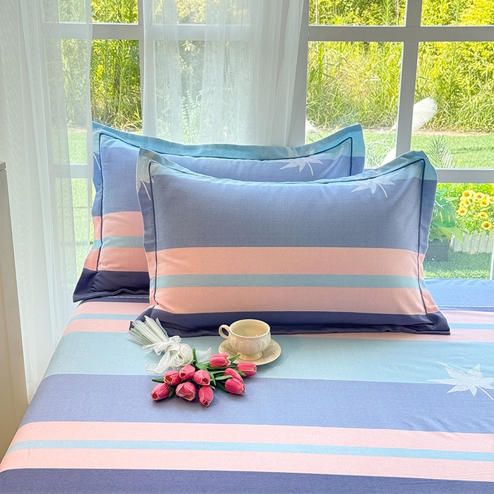 91家纺网 家纺一手货源 找家纺 家贝爱 2024新款加厚生态全棉磨毛床笠 枫林晚蓝