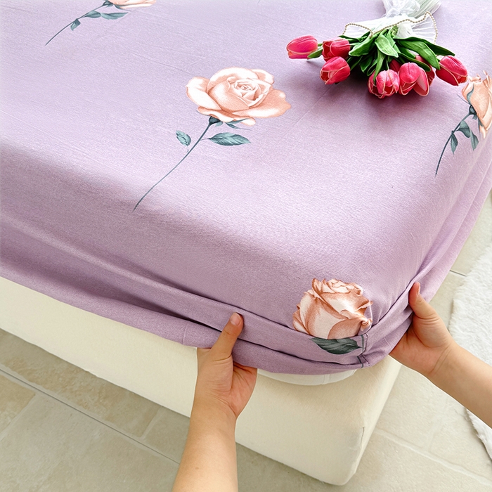 91家纺网 家纺一手货源 找家纺 家贝爱 2024新款加厚生态全棉磨毛床笠 花城紫