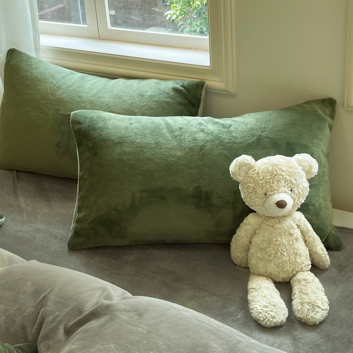 91家纺网 家纺一手货源 找家纺 慕澄家纺 2024新款纯色双拼牛奶绒四件套 绿+杏子灰