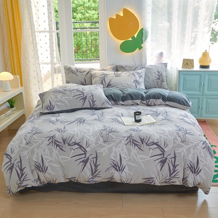 菡宝 2024新款雕花绒230g全消光牛奶绒四件套及单品 - 单被套 水墨竹