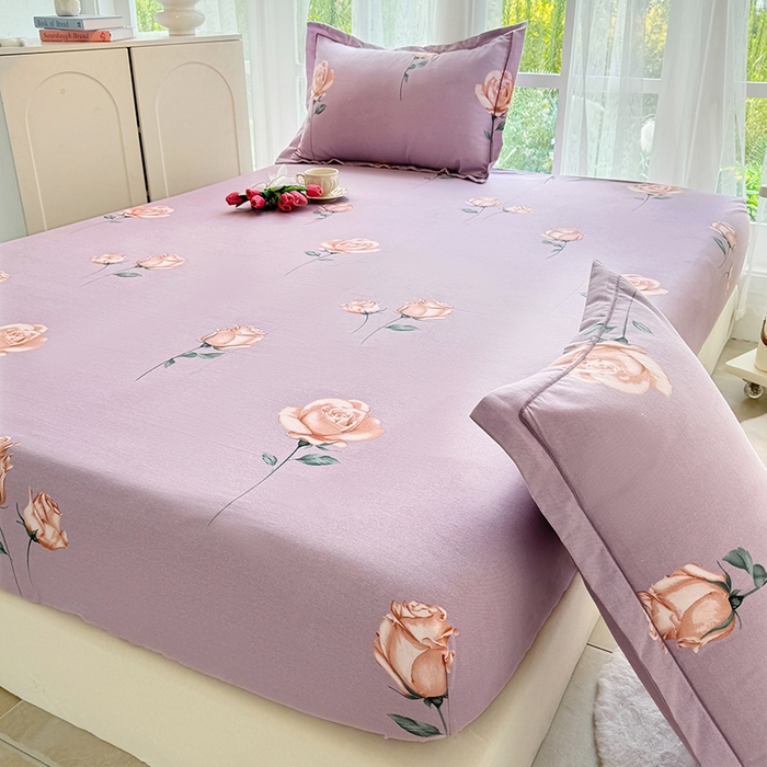 91家纺网 家纺一手货源 找家纺 家贝爱 2024新款加厚生态全棉磨毛床笠 花城紫